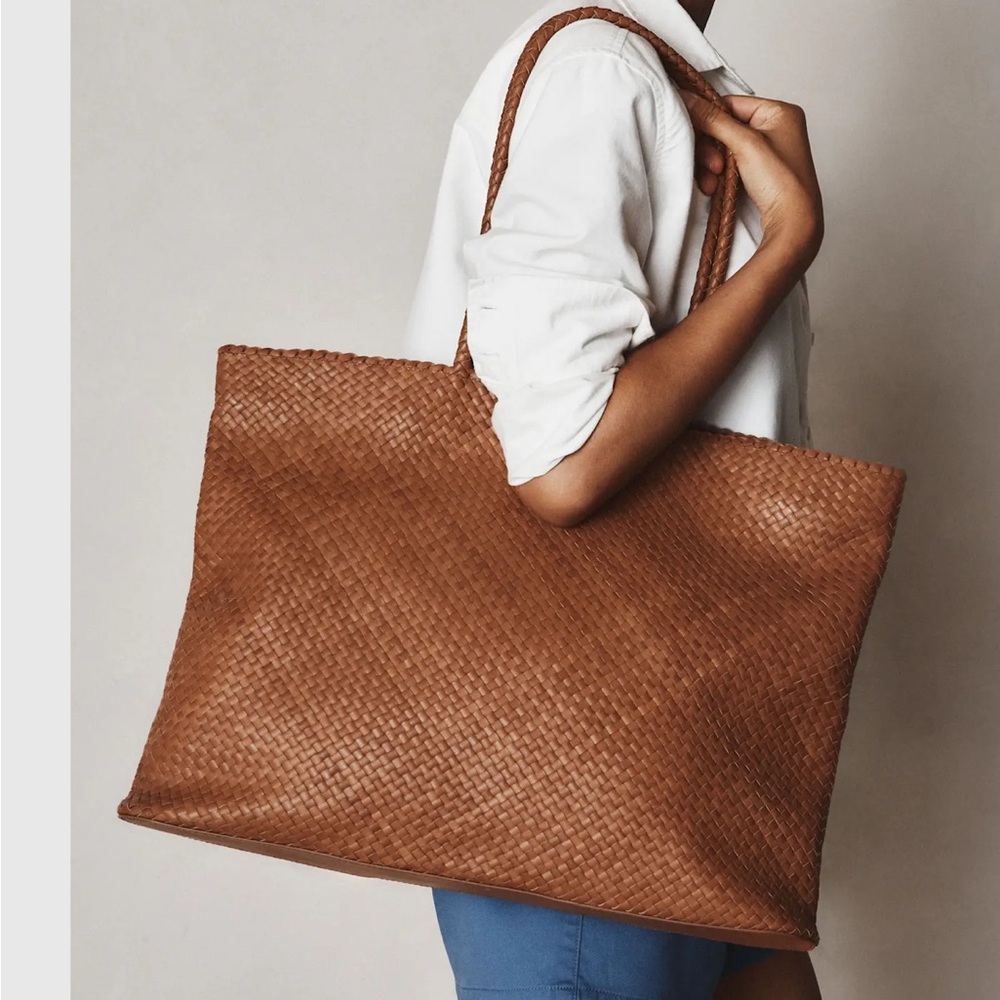 Quince Italian Leather Handwoven Tote